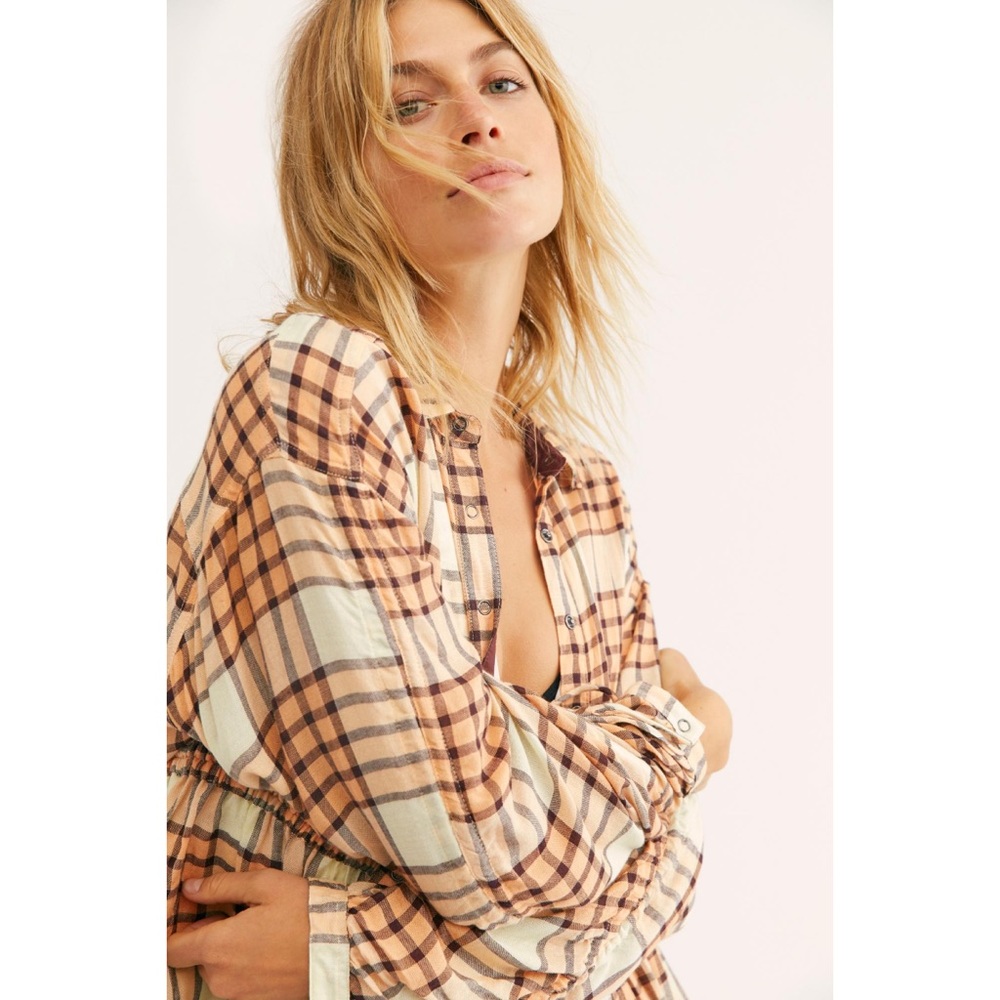 Free People Plaid Button Down Flannel (NWT)